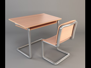 wooden school desk Modello 3D
