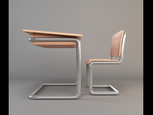wooden school desk Modello 3D
