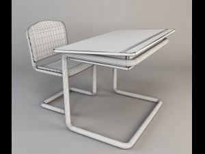 wooden school desk Modello 3D