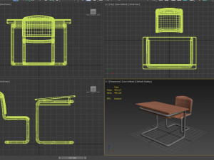 wooden school desk Modello 3D
