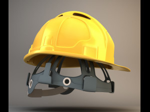 yellow worker helmet 3D Model