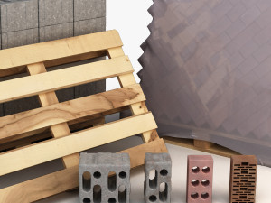 set of bricks of different sizes and materials 3D Model