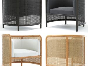 fields cane back accent chair Model 3D