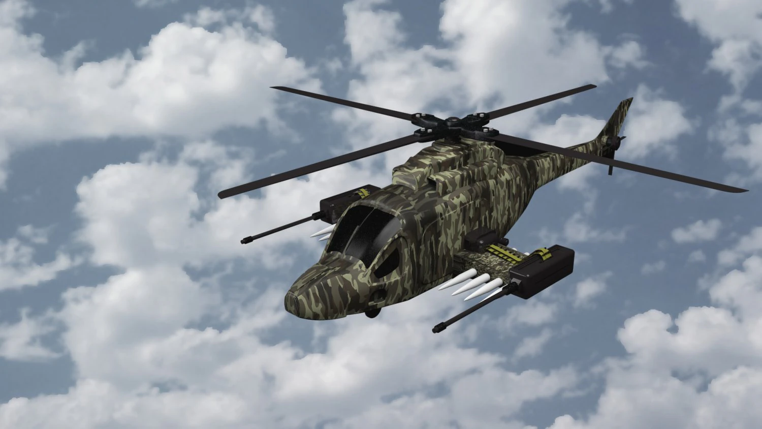 military attack helicopter 3D Model .c4d .max .obj .3ds .fbx .stl .blend
