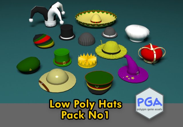 low poly hats no1 3D 모델 .c4d .max .obj .3ds .fbx .stl .blend 