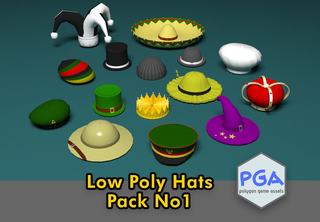 low poly hats no1 3D Модель in Другое 3DExport