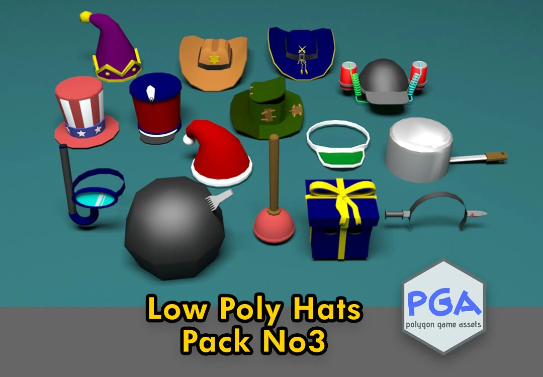 low poly hats no3 3D Model .c4d .max .obj .3ds .fbx .stl .blend 