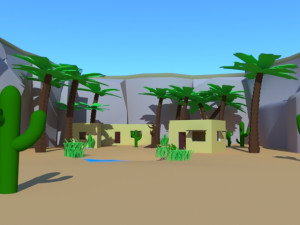 low poly desert Model 3D