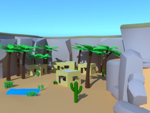 low poly desert Model 3D
