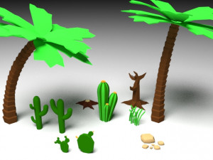 low poly desert Model 3D