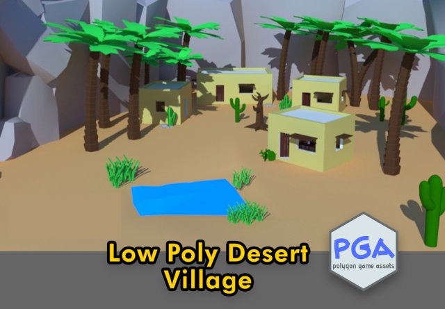 low poly desert Model 3D .c4d .max .obj .3ds .fbx .stl .blend 