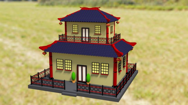 chinese house 3D Модель .c4d .max .obj .3ds .fbx .stl .blend 