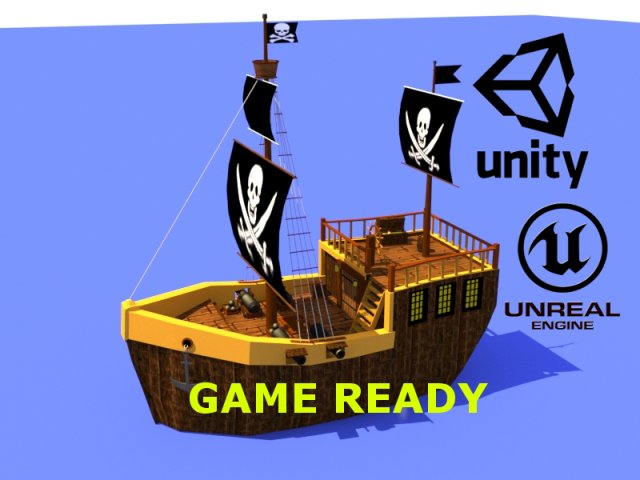 pirate battleship 3Dモデル .c4d .max .obj .3ds .fbx .stl .blend 