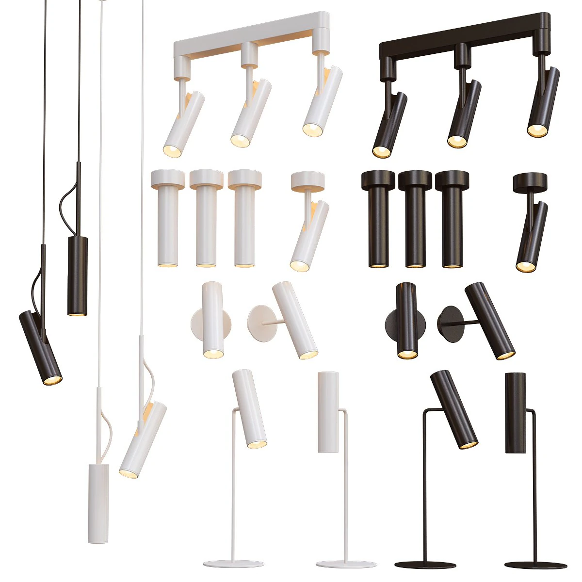 nodrlux mib lamp collection - 5 types 3D Model .c4d .max .obj .3ds .fbx .stl .blend 