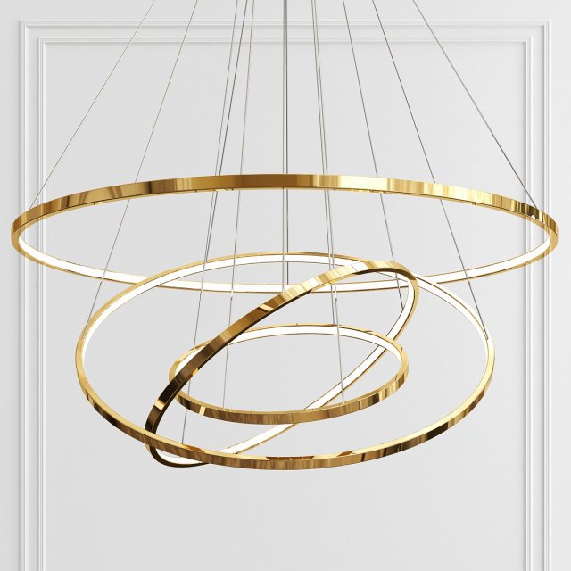 golden slim four rings 3D Модель .c4d .max .obj .3ds .fbx .stl .blend 