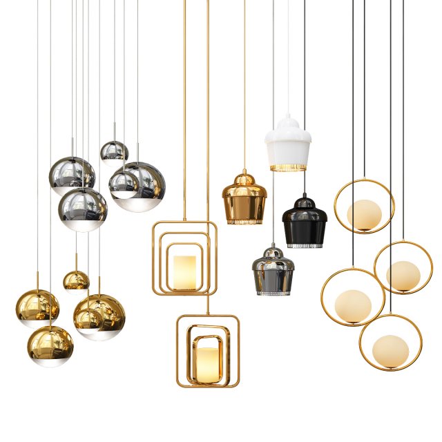 four hanging lights4 3D Model .c4d .max .obj .3ds .fbx .stl .blend 