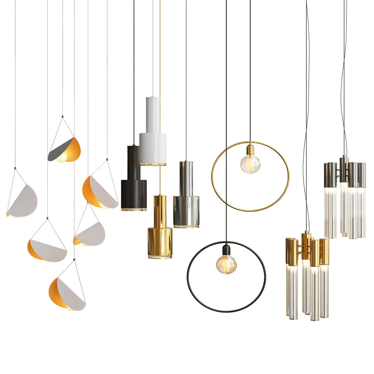 four hanging lights6 3D Model .c4d .max .obj .3ds .fbx .stl .blend