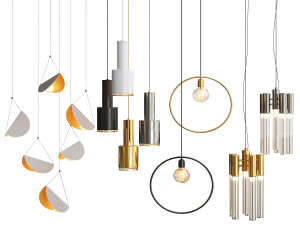 four hanging lights6 3D Model