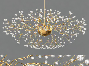 modern golden glass chandelier1 3D 모델