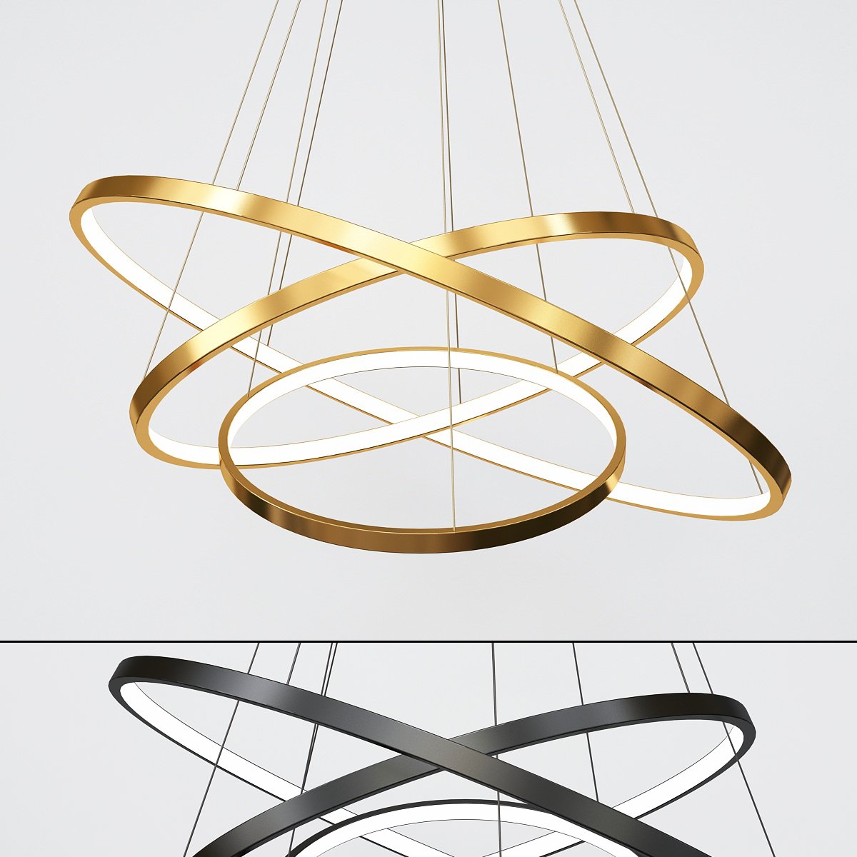 Modern Ring Chandelier 3 Types 3d Model In Ceiling Lights