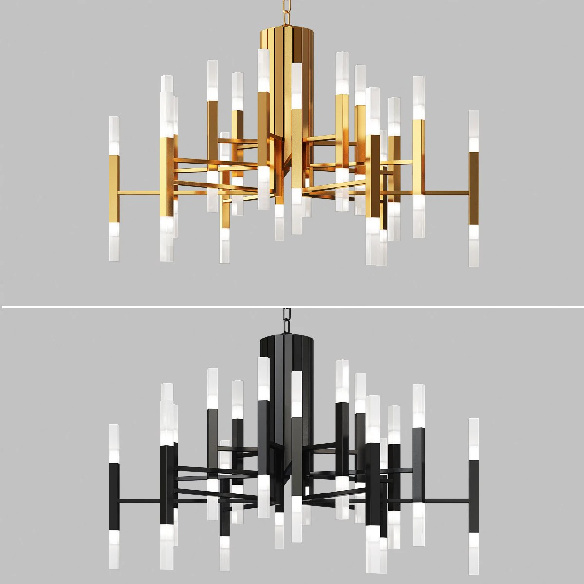 gold and black chandelier creative tube lights 3D Model .c4d .max .obj .3ds .fbx .stl .blend