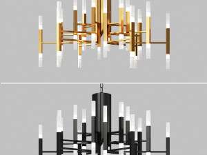 gold and black chandelier creative tube lights 3D मॉडल