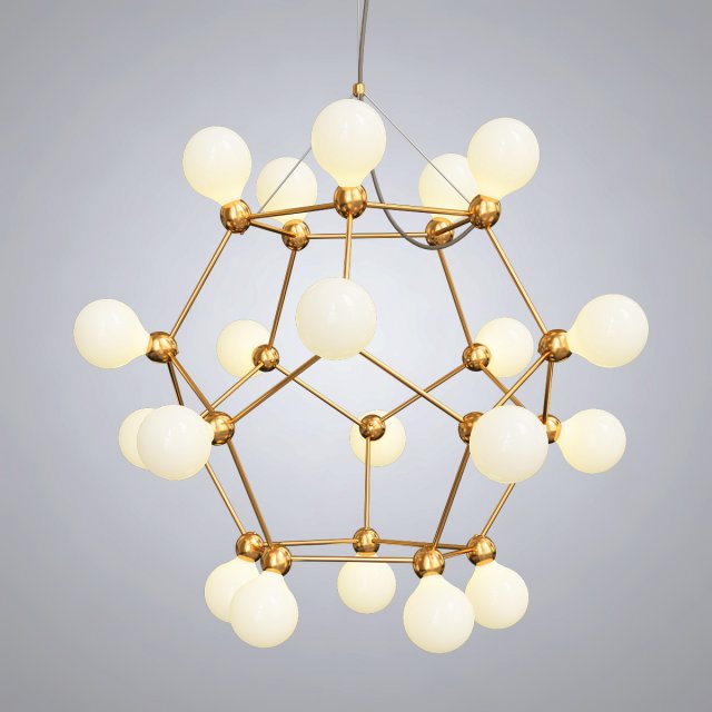post modern villa led geometric chandelier 3D Model .c4d .max .obj .3ds .fbx .stl .blend 