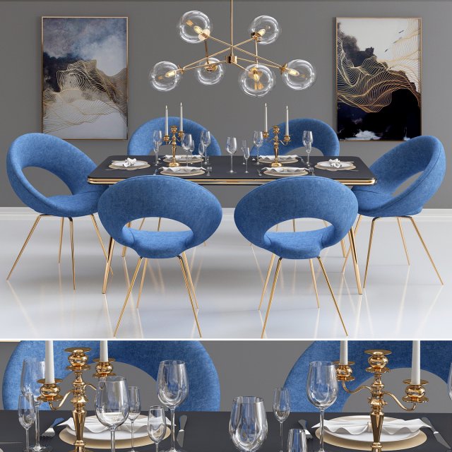 dining set1 3D 모델 .c4d .max .obj .3ds .fbx .stl .blend 