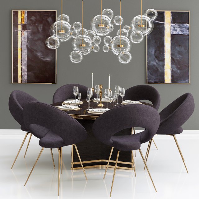 dining set - 02 3D Модель .c4d .max .obj .3ds .fbx .stl .blend 