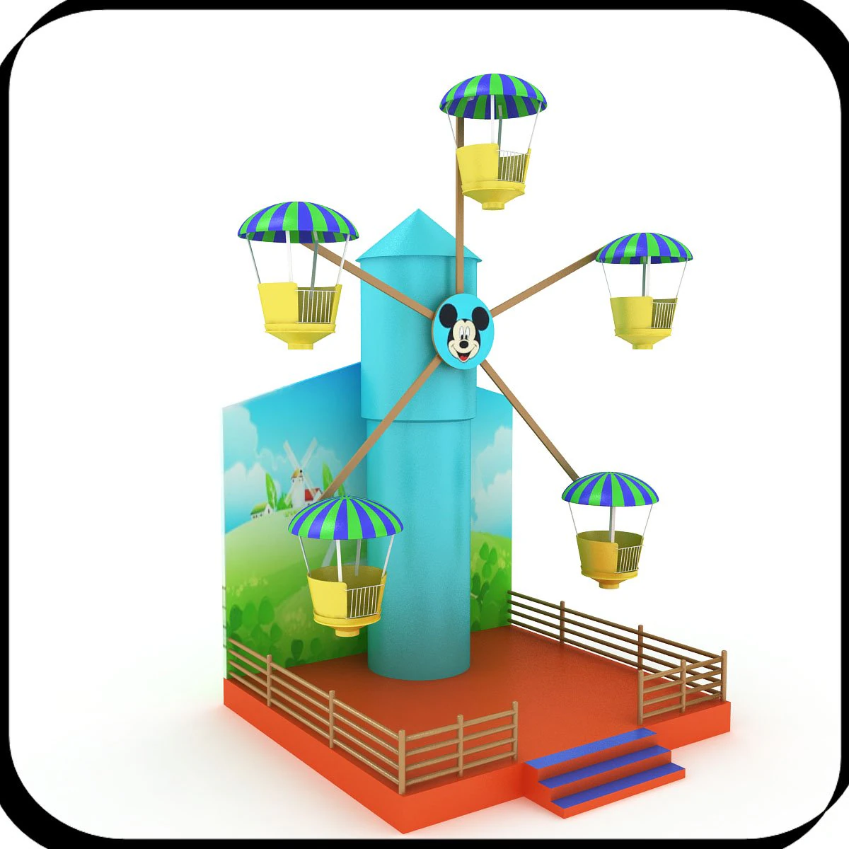 ferris wheel for kids 3D Model .c4d .max .obj .3ds .fbx .stl .blend 