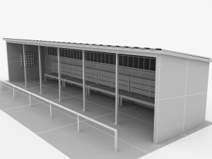 baseball stadium dugout bench 3D Model