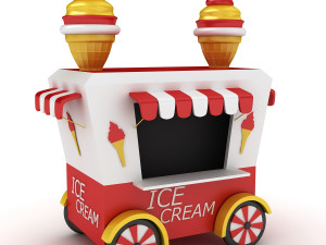 cartoon ice cream cart 3D Model