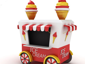 cartoon ice cream cart 3D Model