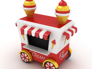 cartoon ice cream cart 3D Model