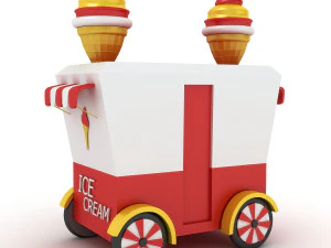 cartoon ice cream cart 3D Model