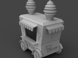cartoon ice cream cart 3D Model