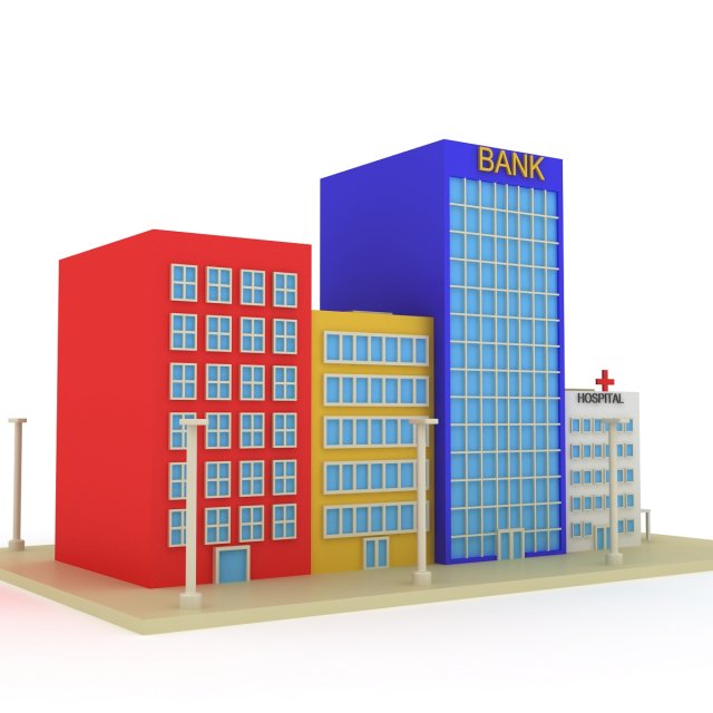cartoon street 3D Модель .c4d .max .obj .3ds .fbx .stl .blend