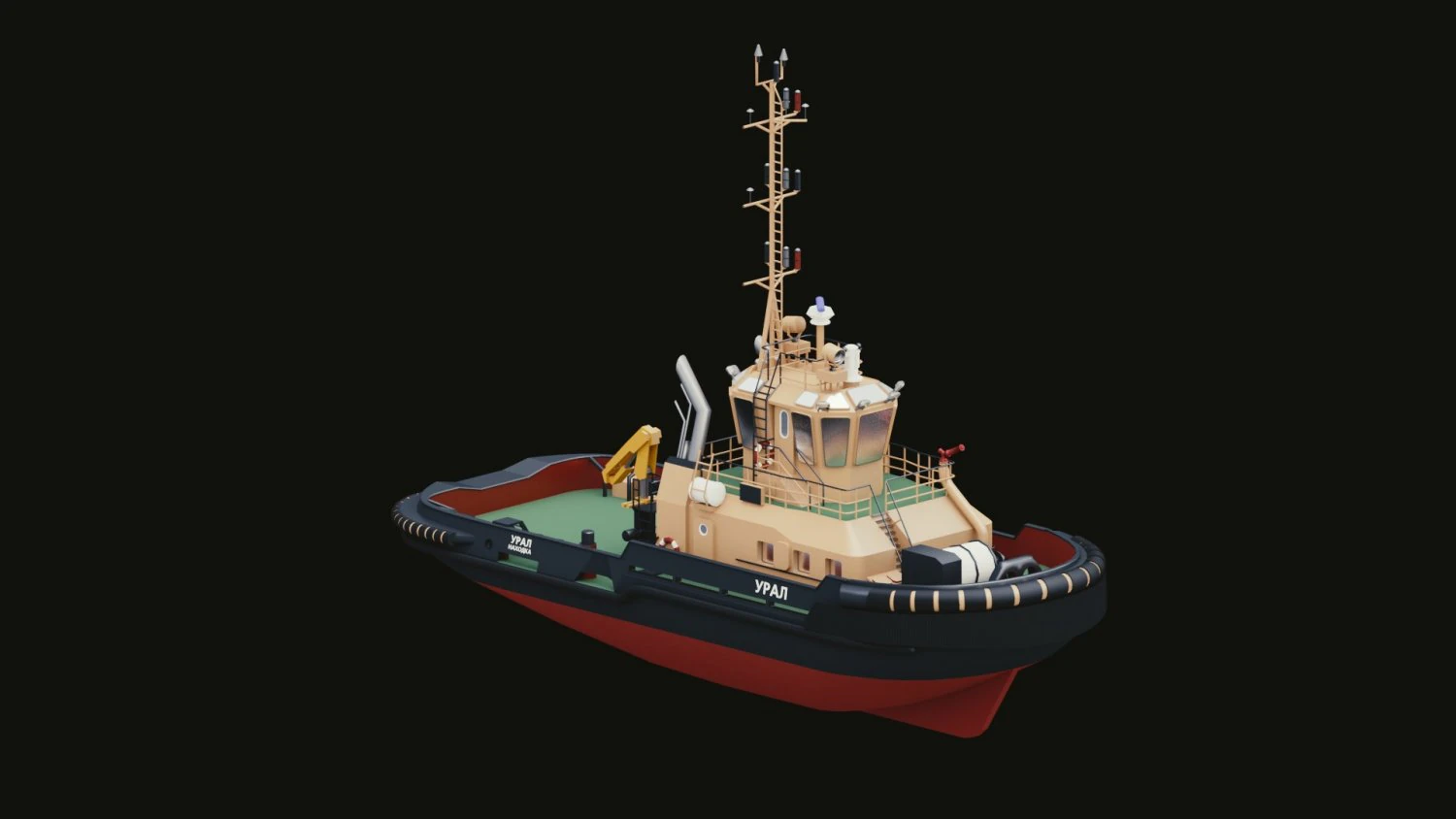 tugboat ural 3D Model .c4d .max .obj .3ds .fbx .stl .blend