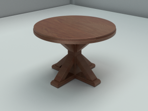 wooden round table Model 3D