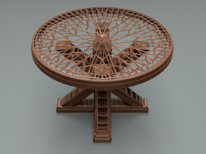 wooden round table Modèle 3D