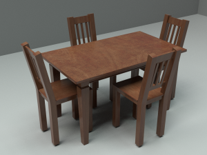 wooden dinner table 3D 모델
