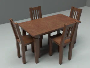 wooden dinner table 3D Model
