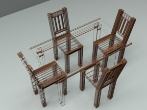 wooden dinner table 3D-Modell