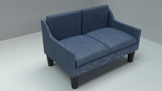 blue fabric couch Model 3D .c4d .max .obj .3ds .fbx .stl .blend 