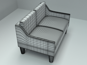 blue fabric couch Model 3D