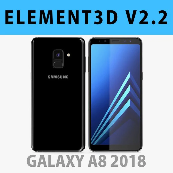e3d - samsung galaxy a8 2018 black model 3D Model .c4d .max .obj .3ds .fbx .stl .blend