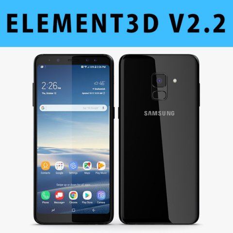 e3d - samsung galaxy a8 plus 2018 black 3d 3D Model .c4d .max .obj .3ds .fbx .stl .blend 