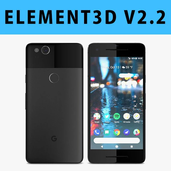 e3d - google pixel 2 just black 3D Model .c4d .max .obj .3ds .fbx .stl .blend 