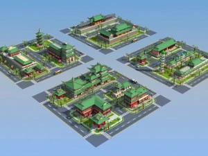 china town city block 3D Model