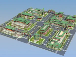 china town city block 3D Model